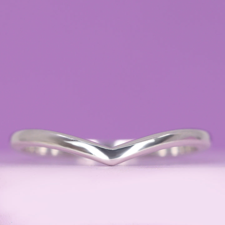 Clara - Polished Wishbone Shaped Wedding Ring 1.8mm Width in 18ct White Gold - Ready-to-Wear