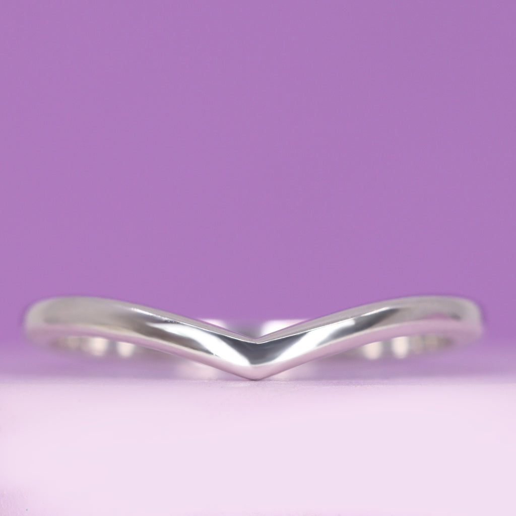 Clara - Polished Wishbone Shaped Wedding Ring 1.8mm Width in 18ct White Gold - Ready-to-Wear