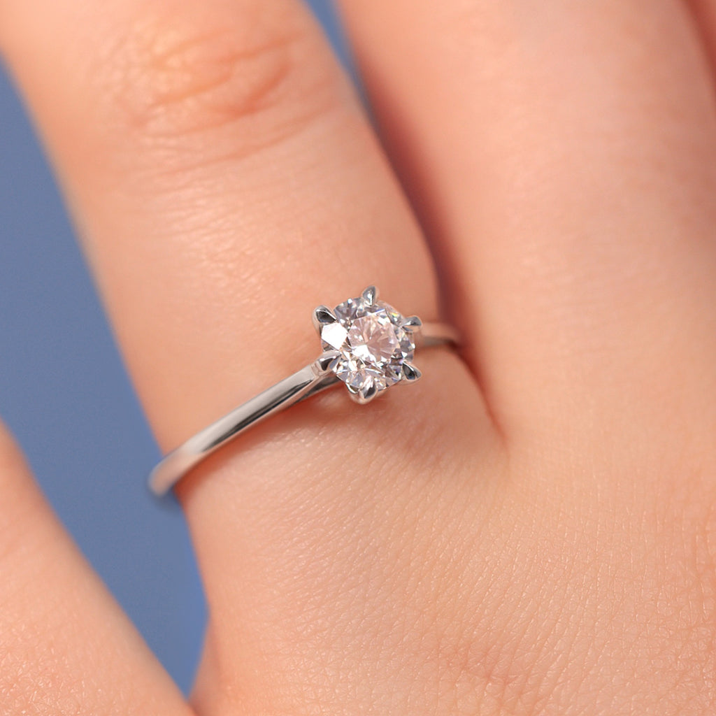 Heidi - Round Brilliant Cut Lab Grown Diamond Engagement Ring with Hidden Sapphire - Ready to Wear Engagement Rings - Ready-to-Ship