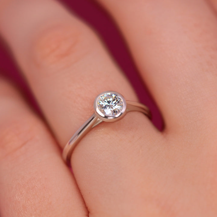 Sabrina - Round Brilliant Cut Lab Grown Diamond Solitaire Engagement Ring Engagement Rings - Made-to-Order