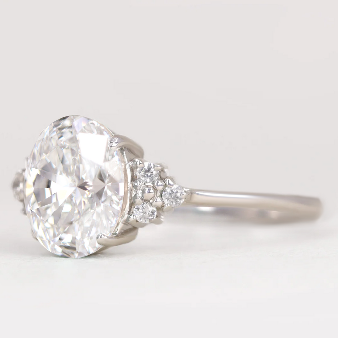 Henrietta - Oval Cut 2.00ct Lab Grown Diamond Cluster Engagement Ring Engagement Rings - Made-to-Order