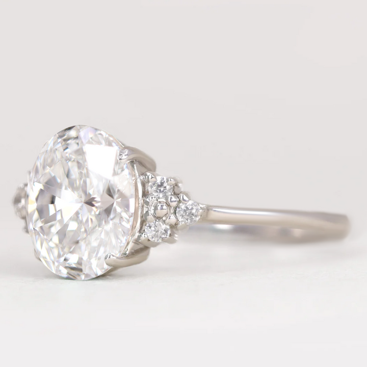 Henrietta - Oval Cut 2.00ct Lab Grown Diamond Cluster Engagement Ring Engagement Rings - Made-to-Order