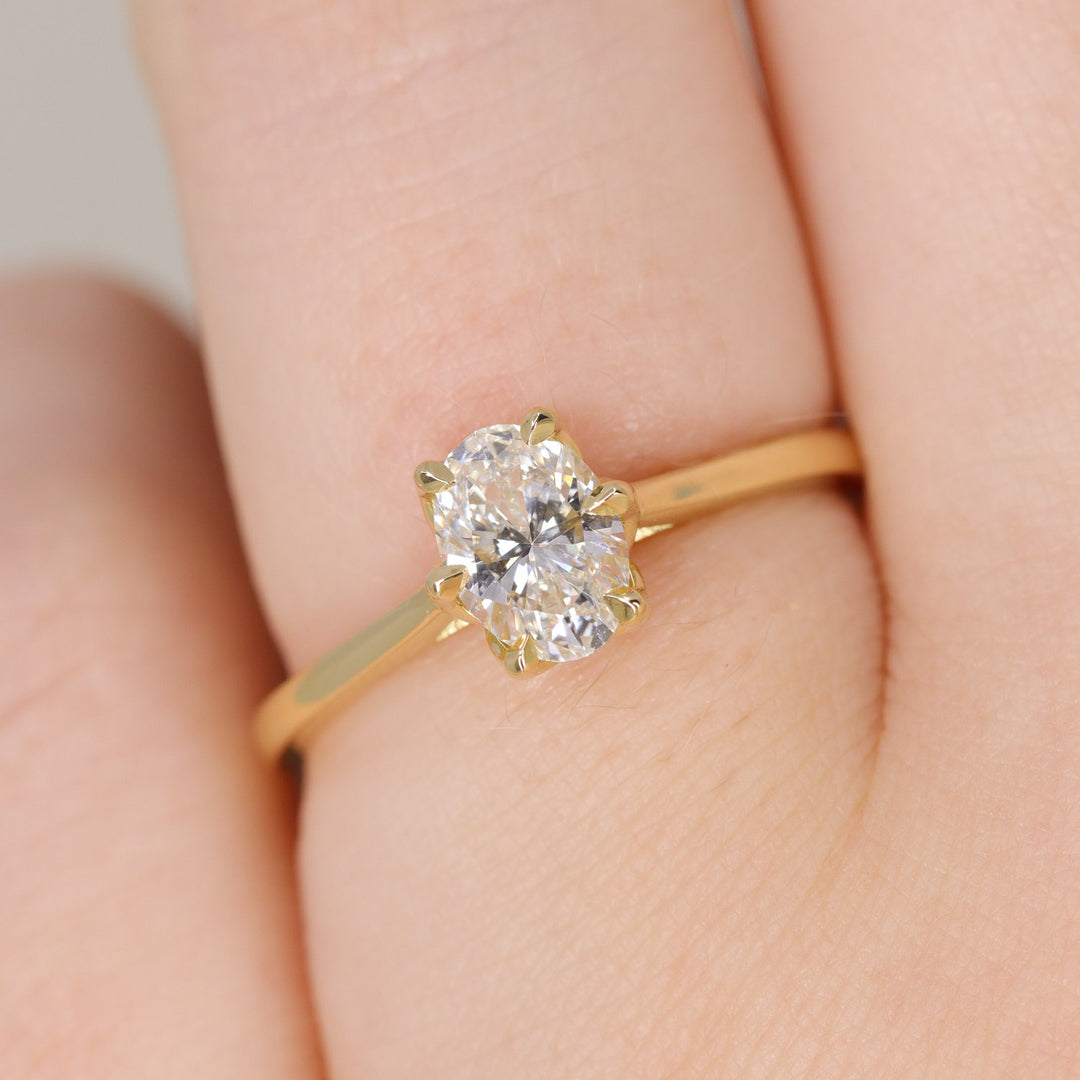 Raine - Oval Lab Grown Diamond Floral Basket Solitaire Made-to-Order Engagement Ring