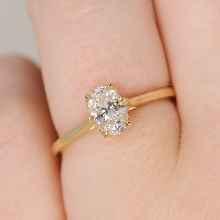 Raine - Oval Lab Grown Diamond Floral Basket Solitaire Made-to-Order Engagement Ring