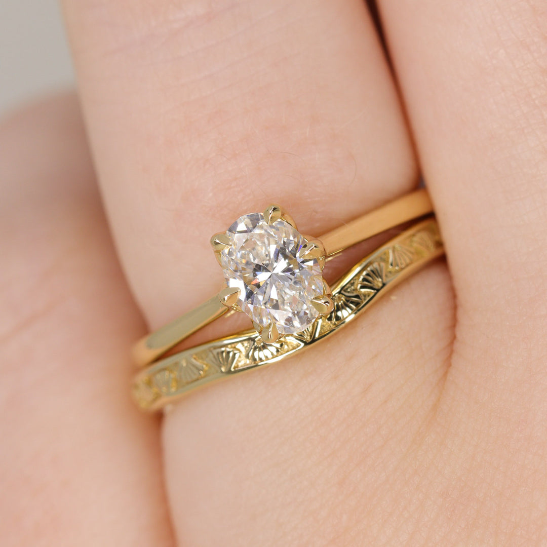 Raine - Oval Lab Grown Diamond Floral Basket Solitaire Made-to-Order Engagement Ring