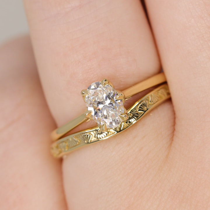 Raine - Oval Lab Grown Diamond Floral Basket Solitaire Made-to-Order Engagement Ring