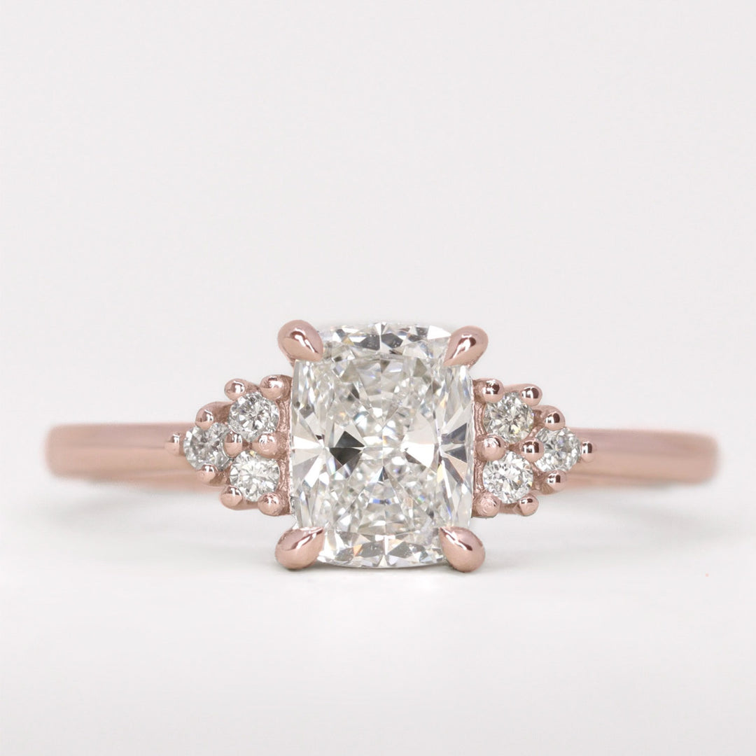 Henrietta - Cushion Cut Trefoil Cluster Engagement Ring Setting