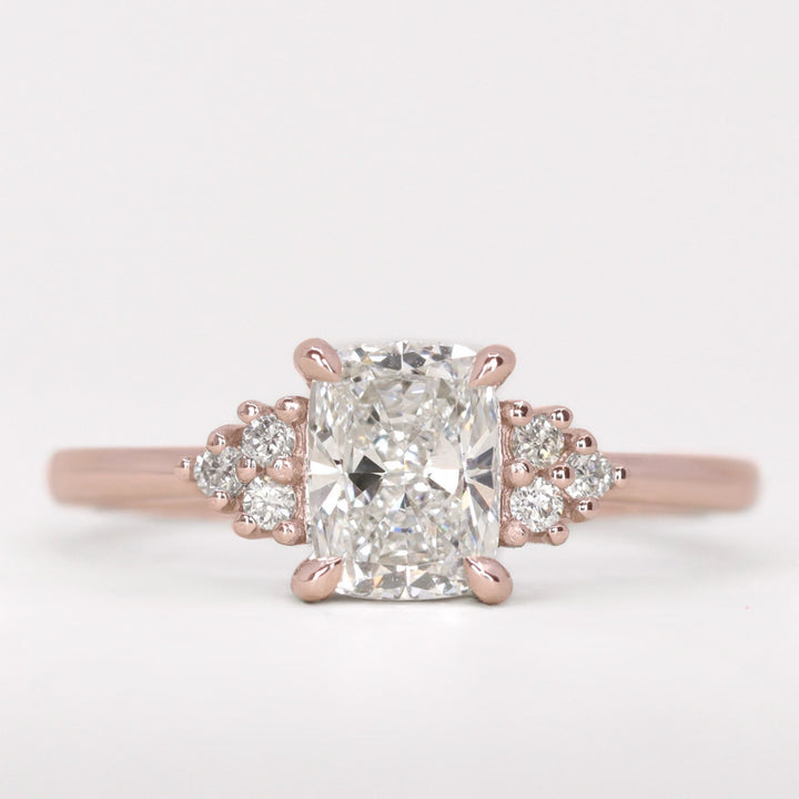 Henrietta - Cushion Cut Trefoil Cluster Engagement Ring Setting