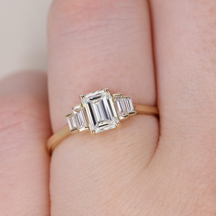 Erin - Radiant or Emerald Cut Lab Grown Diamond Art Deco Engagement Ring Engagement Rings - Made-to-Order
