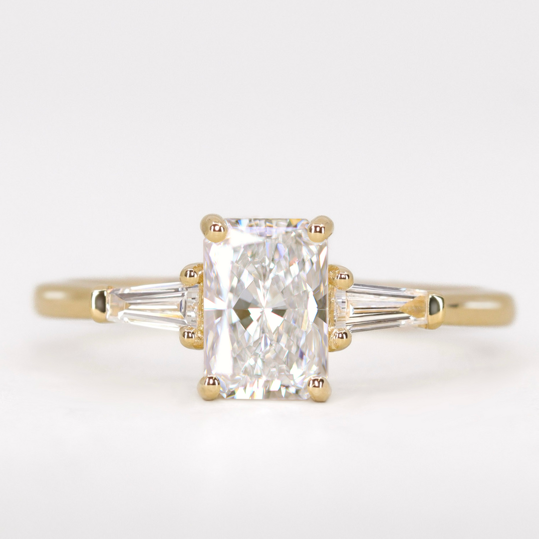 Harper - Emerald Cut Lab Grown Diamond Art Deco Trilogy Engagement Ring Engagement Rings - Made-to-Order
