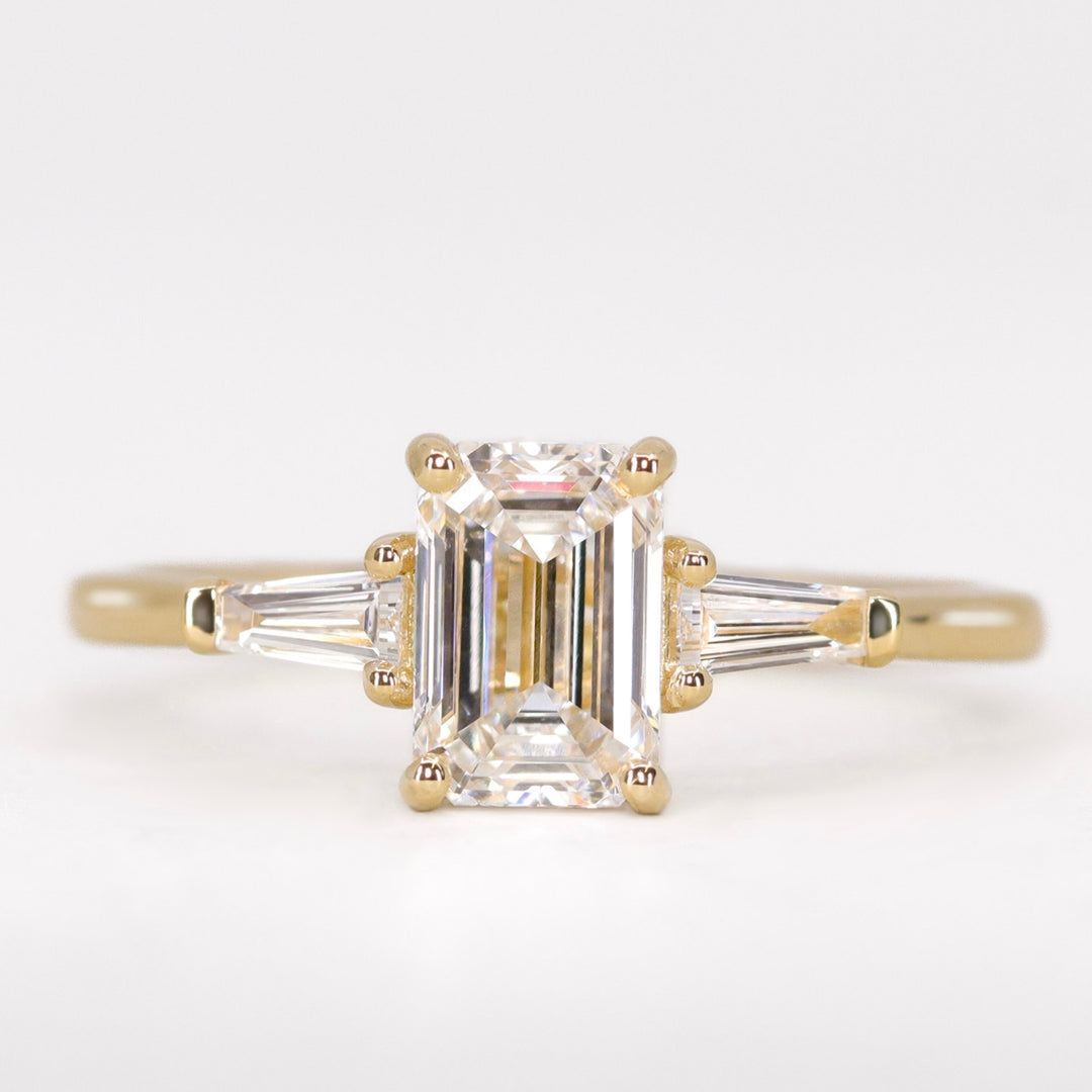 Harper - Emerald Cut Art Deco Trilogy Engagement Ring