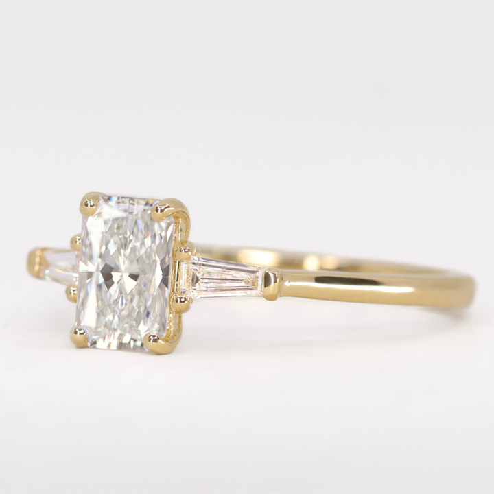 Harper - Emerald Cut Lab Grown Diamond Art Deco Trilogy Engagement Ring Engagement Rings - Made-to-Order