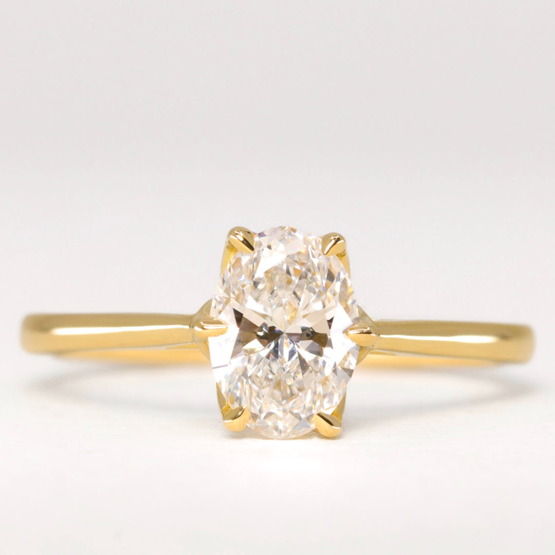 Raine - Oval Cut Diamond Floral Petal Basket Solitaire Build Your Own Engagement Ring