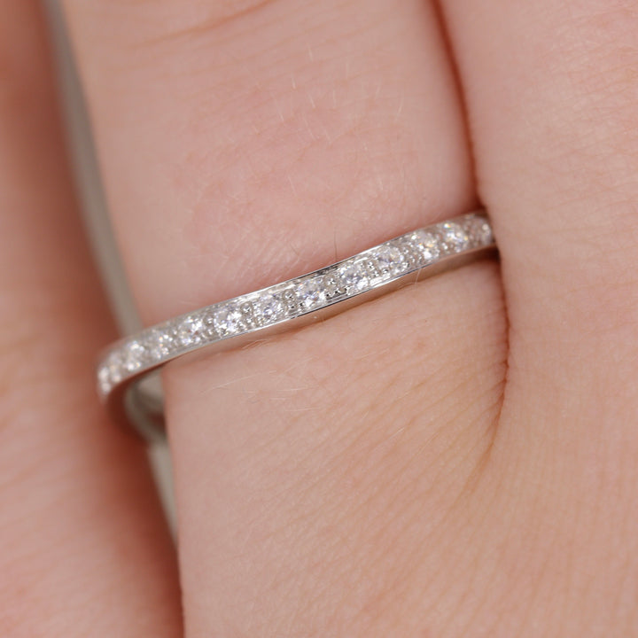 Valerie - Diamond Set Wave Shaped Wedding Ring - Made-to-Order