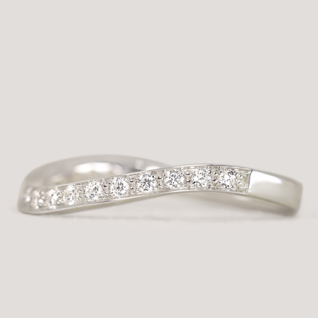 Valerie - Diamond Set Wave Shaped Wedding Ring - Made-to-Order