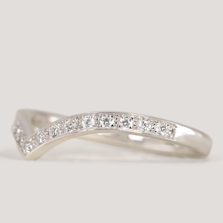 Valerie - Diamond Set Wishbone Wedding Ring - Made-to-Order