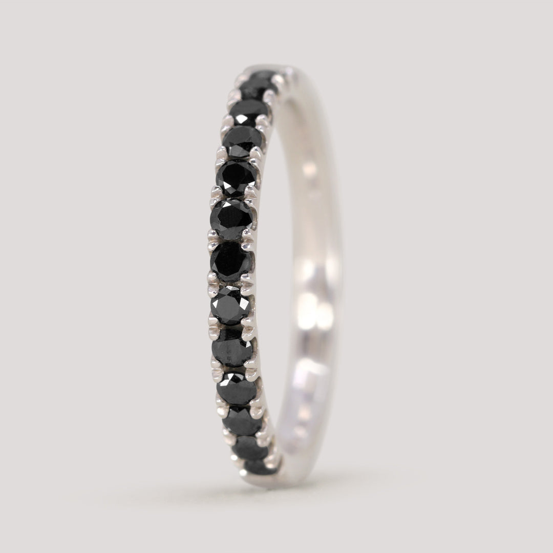 Wednesday - Round Cut Black Diamond Half Eternity Wedding Ring - Made-to-Order Wedding Rings - Made-to-Order