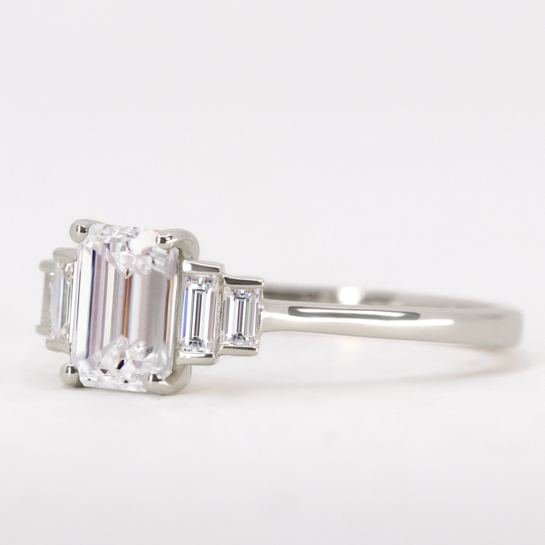 Erin - Radiant or Emerald Cut Lab Grown Diamond Art Deco Engagement Ring Engagement Rings - Made-to-Order