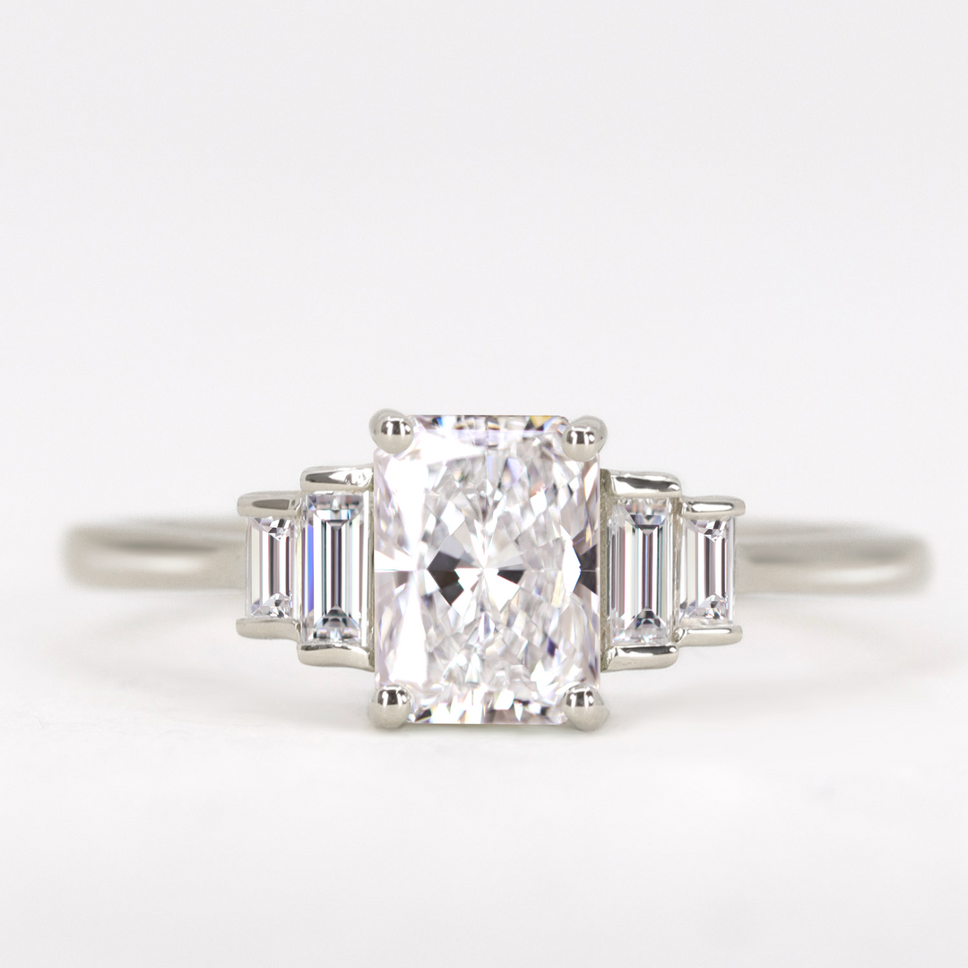 Erin - Radiant or Emerald Cut Lab Grown Diamond Art Deco Engagement Ring Engagement Rings - Made-to-Order