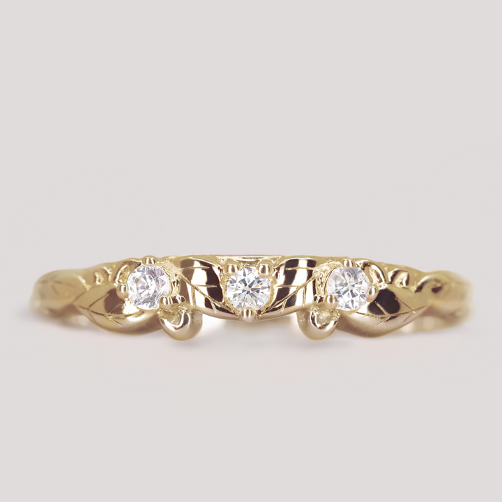 Willow - Leaf/Vine Detail Diamond Set Wedding Ring - Made-To-Order