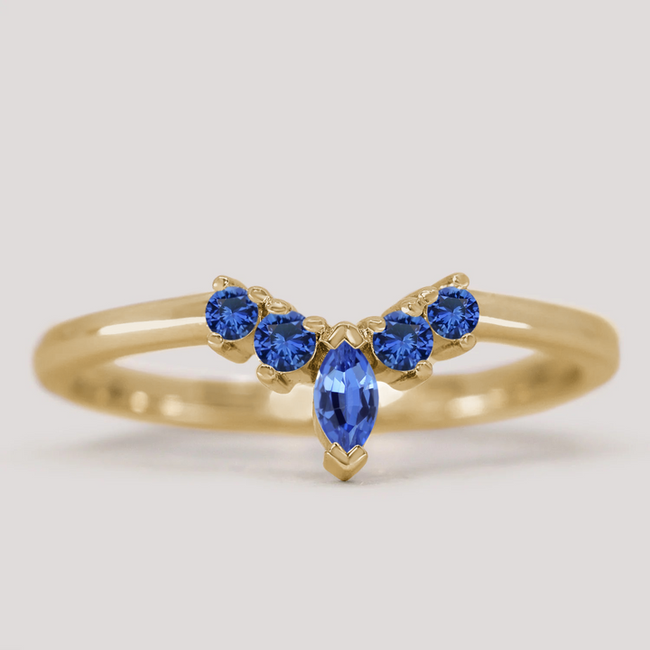 Winnie - Marquise Petite Tiara Style Blue Sapphire Ring - Made-to-Order Wedding Rings - Made-to-Order