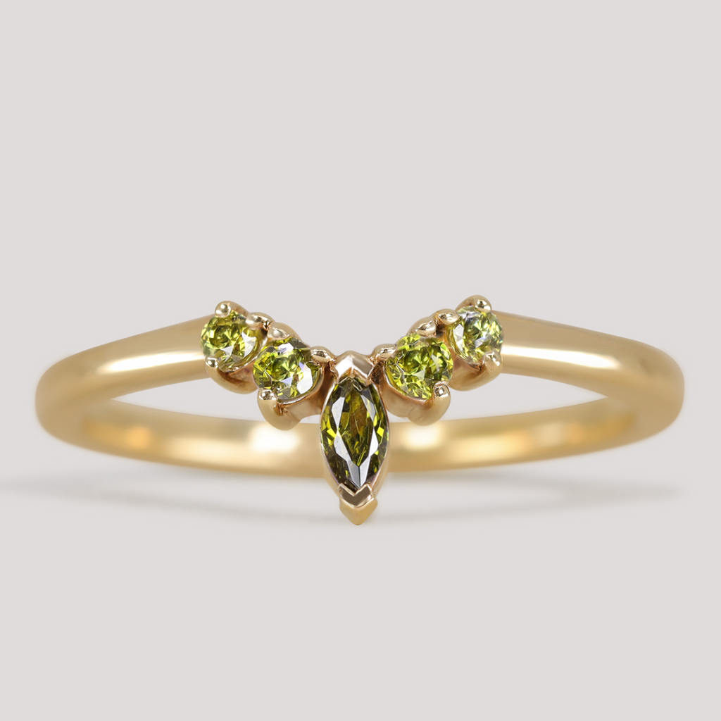 Winnie - Marquise Petite Tiara Style Green Sapphire Ring - Made-To-Order