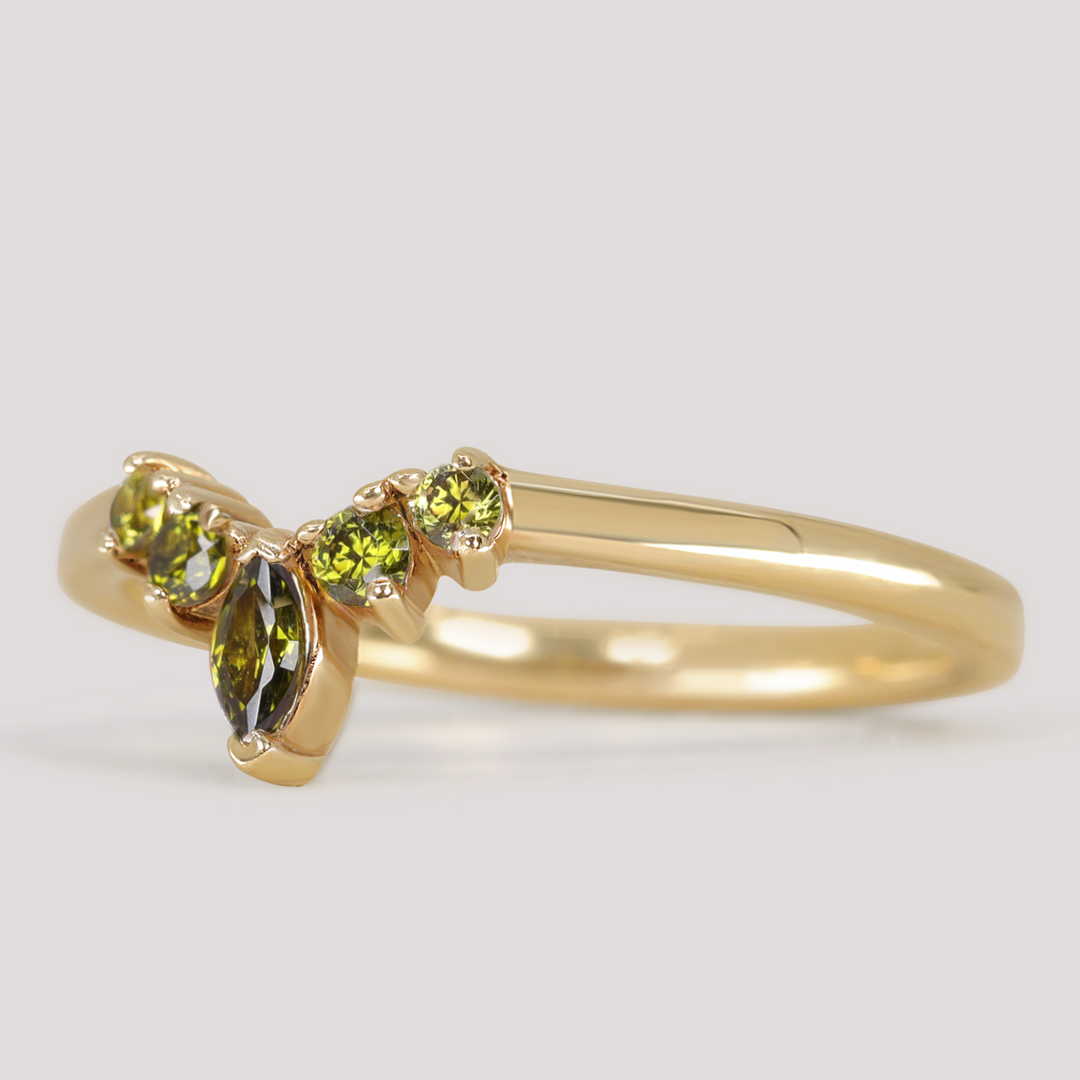 Winnie - Marquise Petite Tiara Style Green Sapphire Ring - Made-To-Order