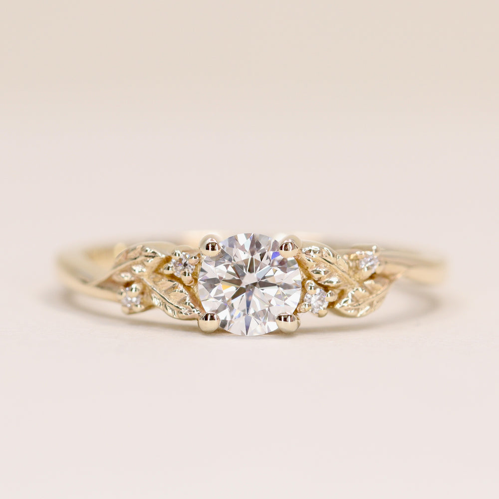 Wren - Round Brilliant Cut Lab Grown Diamond Floral Nature-Inspired Engagement Ring - Ready-to-Wear Engagement Rings - Ready-to-Ship