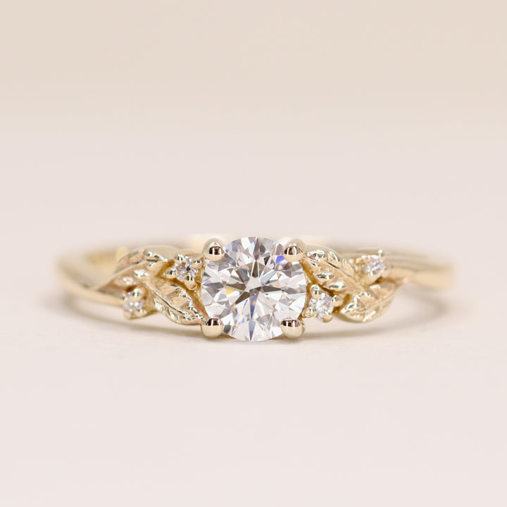 Wren - Round Brilliant Cut Lab Grown Diamond Floral Nature-Inspired Engagement Ring - Ready-to-Wear Engagement Rings - Ready-to-Ship
