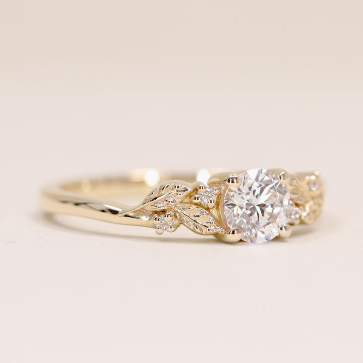 Wren - Round Mozambique Garnet Floral Nature-Inspired Made-to-Order Engagement Ring Engagement Rings - Made-to-Order