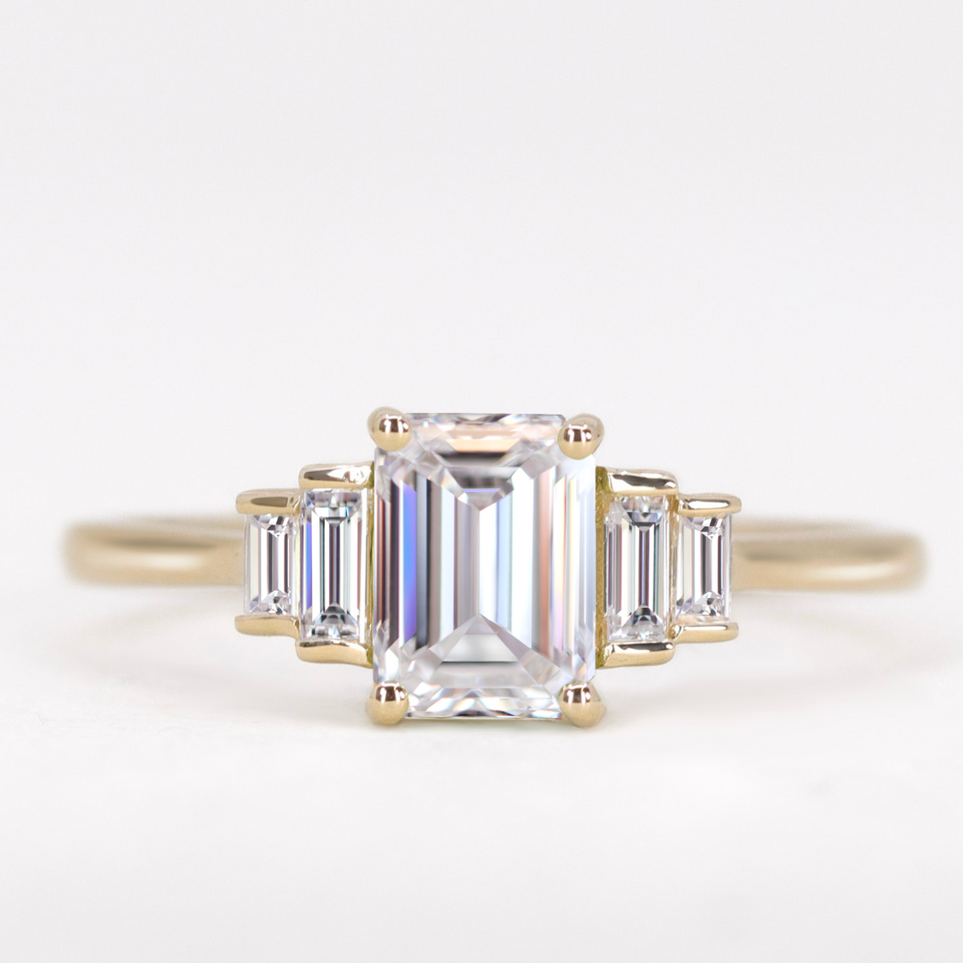Erin - Radiant or Emerald Cut Lab Grown Diamond Art Deco Engagement Ring Engagement Rings - Made-to-Order
