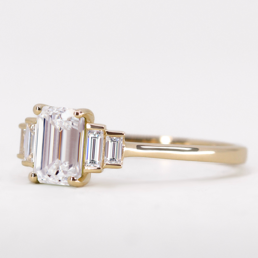 Erin - Radiant or Emerald Cut Lab Grown Diamond Art Deco Engagement Ring Engagement Rings - Made-to-Order