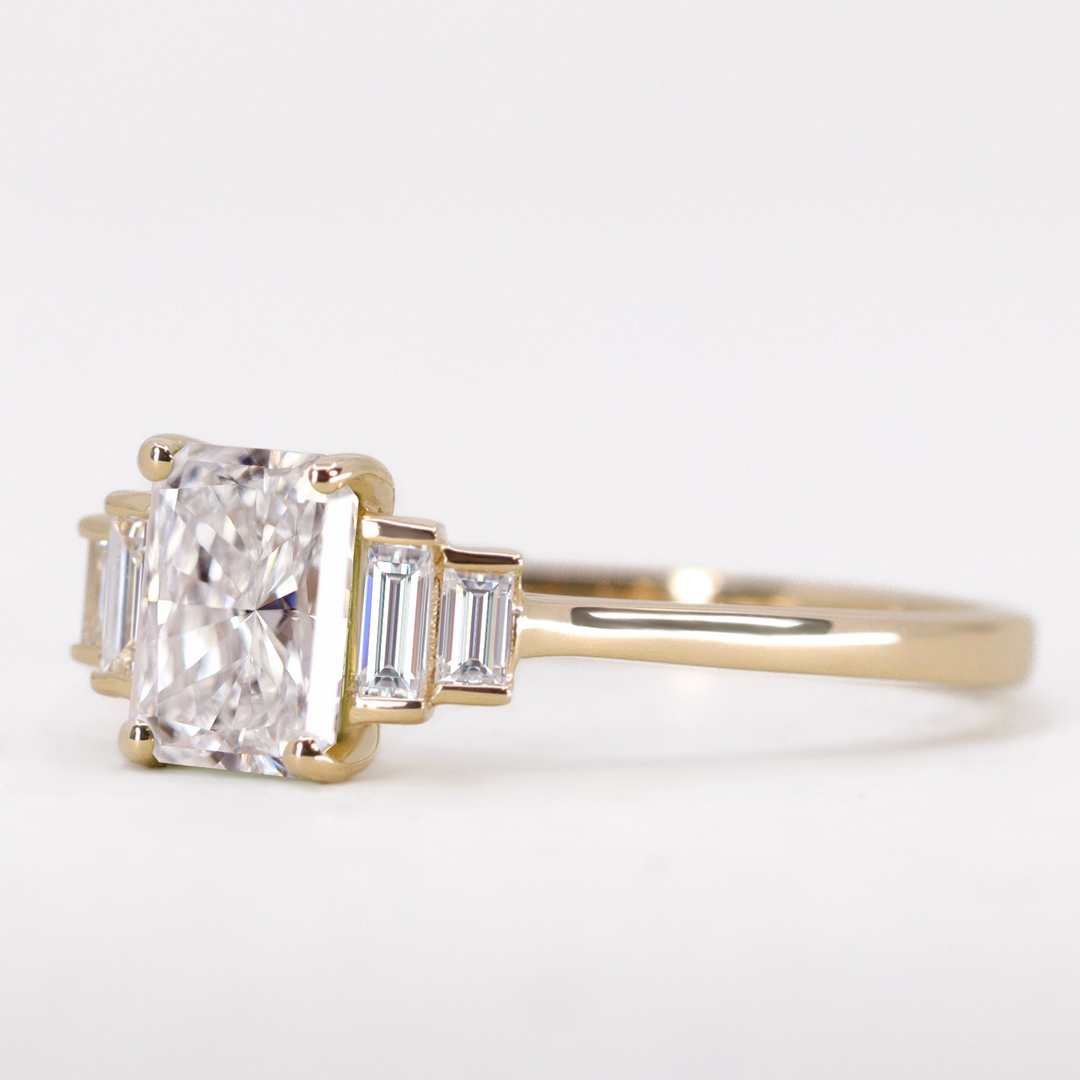 Erin - Radiant or Emerald Cut Lab Grown Diamond Art Deco Engagement Ring Engagement Rings - Made-to-Order