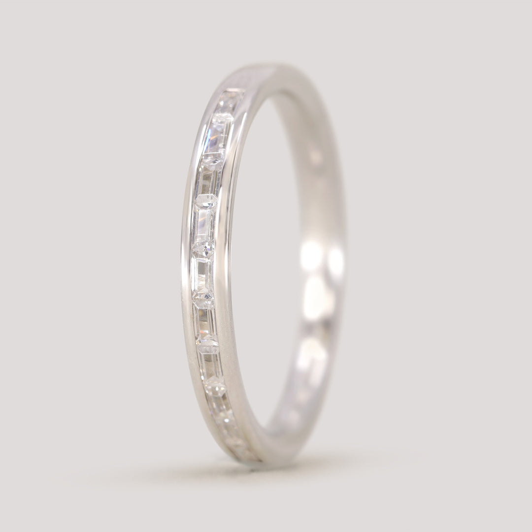 Zara - Channel Set Baguette Diamond Half Eternity Wedding Ring - Made-to-Order Wedding Rings - Made-to-Order