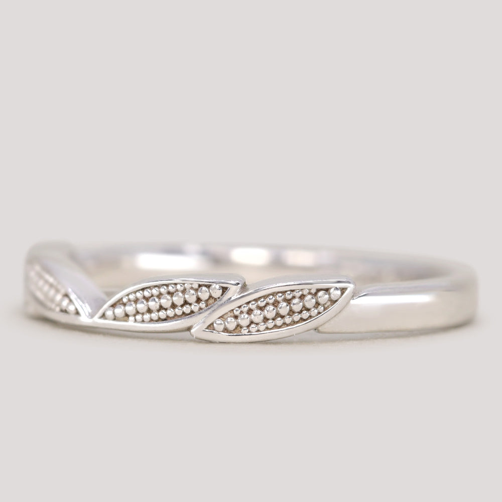 Zoey - Beaded Leaf Wedding Ring - Made-to-Order Wedding Rings - Made-to-Order