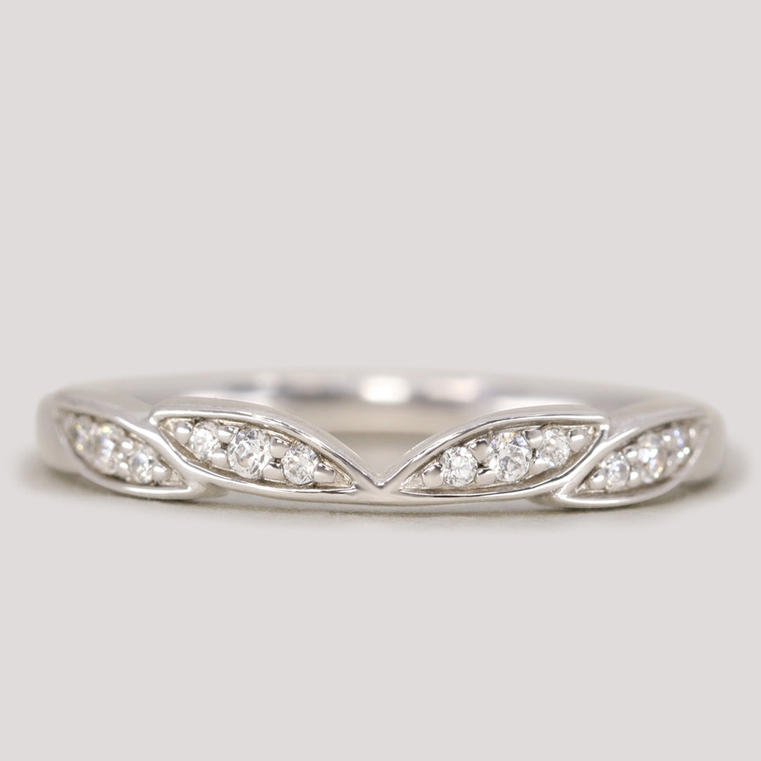 Zoey - Diamond Set Leaf Wedding Ring - Made-to-Order