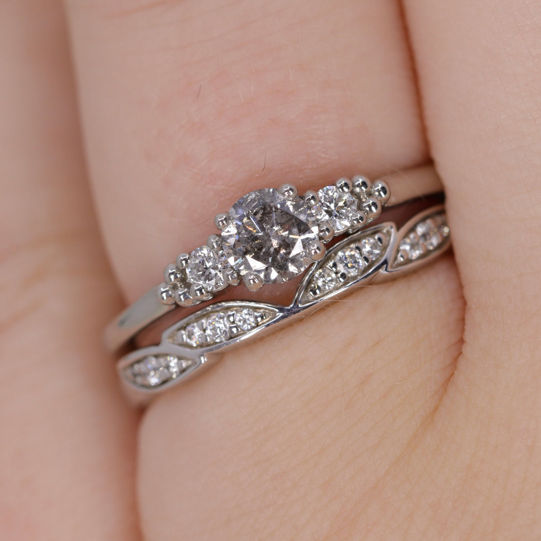 Zoey - Diamond Set Leaf Wedding Ring - Made-to-Order