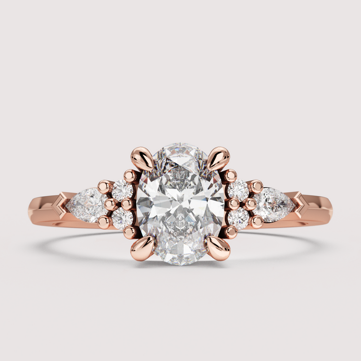 Alana - Oval Cut Floral Cluster Engagement Ring Setting