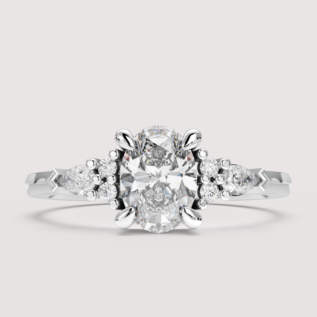 Alana - Oval Cut Floral Cluster Engagement Ring Setting