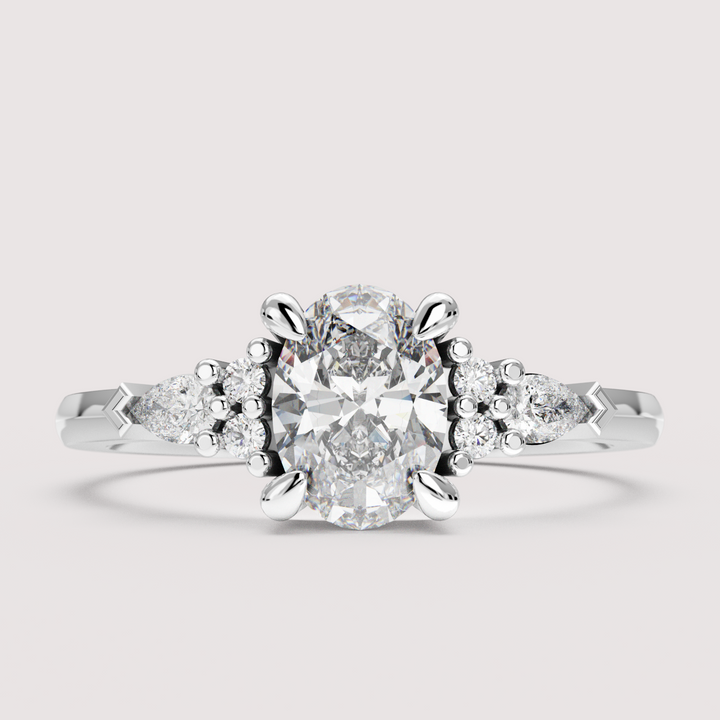 Alana - Oval Cut Floral Cluster Engagement Ring Setting
