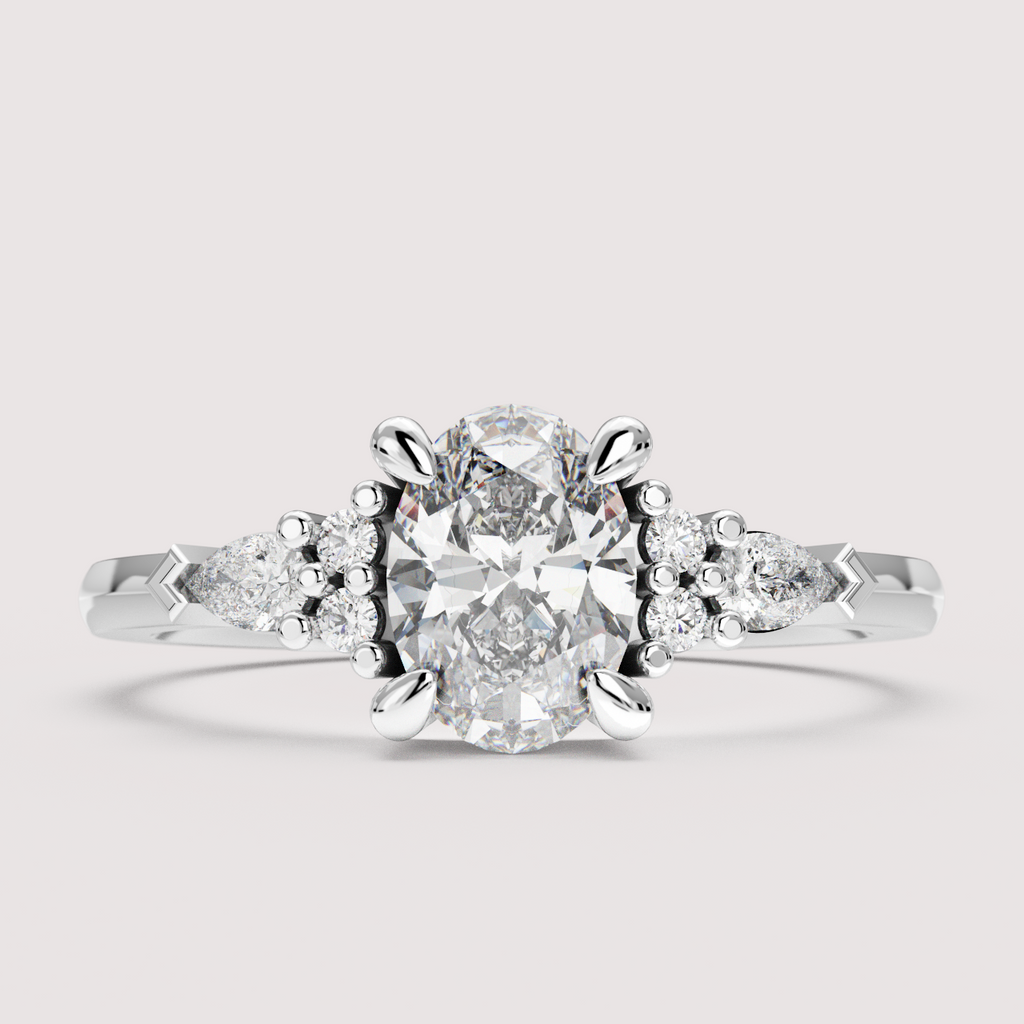 Alana - Oval Cut Floral Cluster Engagement Ring Setting