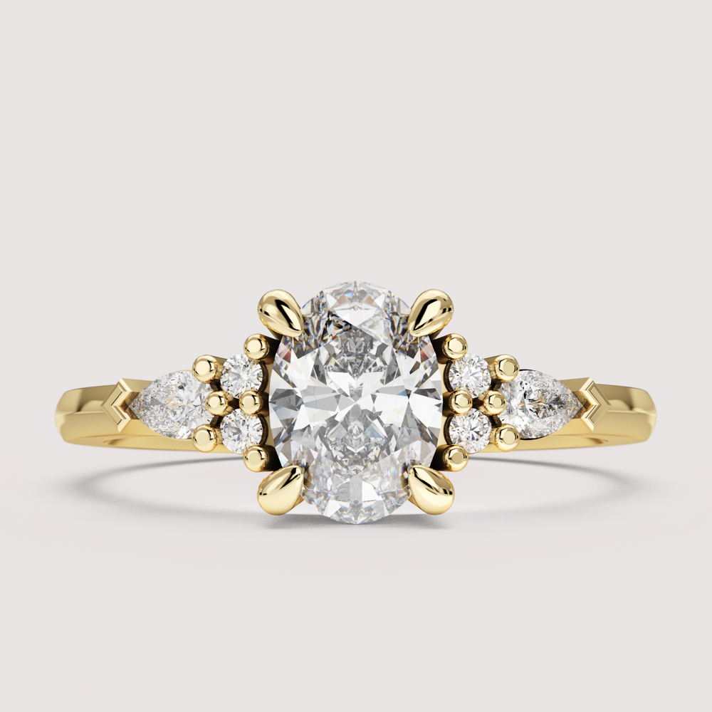 Alana - Oval Cut Floral Cluster Engagement Ring Setting