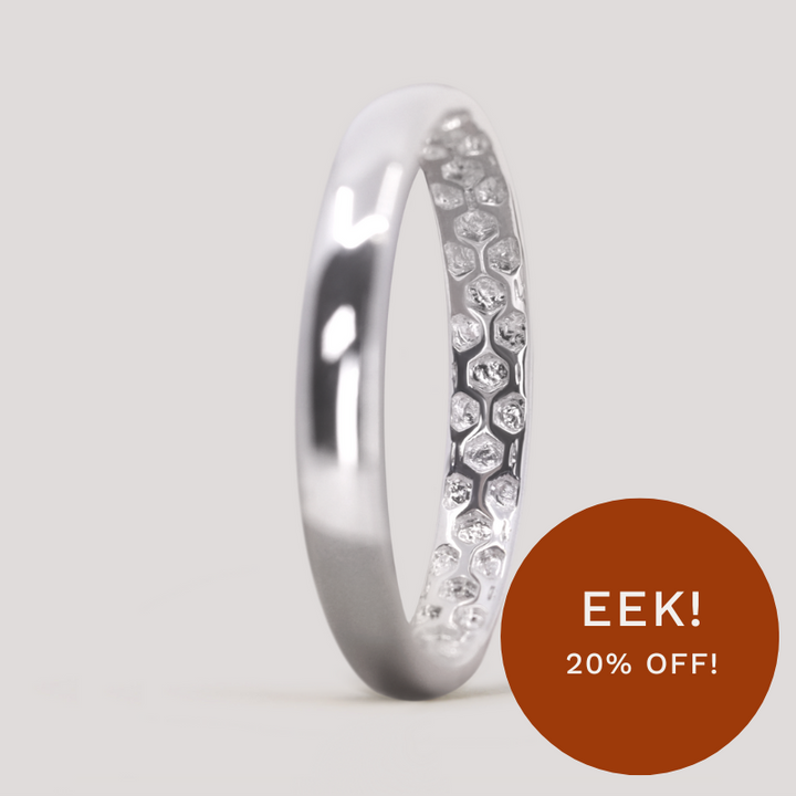 Barnaby - Hidden Pattern Honeycomb Slim Wedding Ring - Made-to-Order Wedding Rings - Wide
