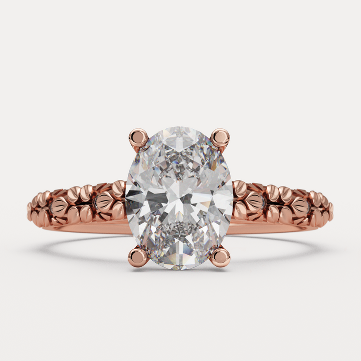 Bethan - Floral Oval Cut Lab Grown Diamond Engagement Ring Engagement Rings - Made-to-Order
