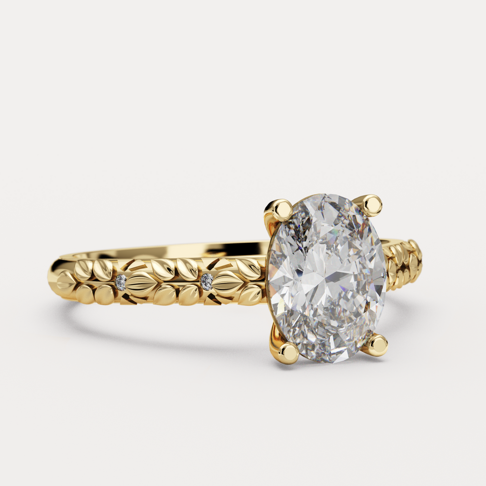 Bethan - Floral Oval Cut Lab Grown Diamond Engagement Ring Engagement Rings - Made-to-Order