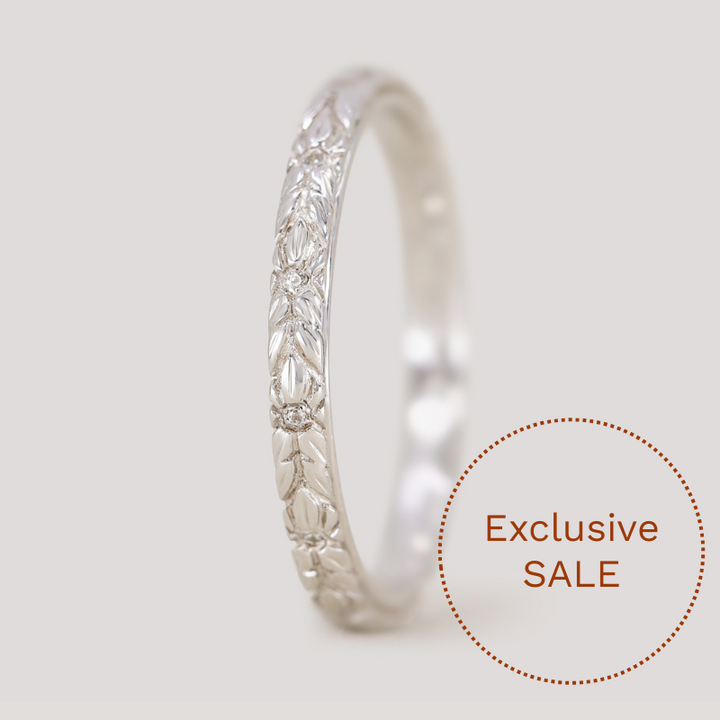 Bethan - Straight Vintage Style Patterned Diamond Set Half or Full Eternity Wedding Band - Made-to-Order Wedding Rings - Made-to-Order
