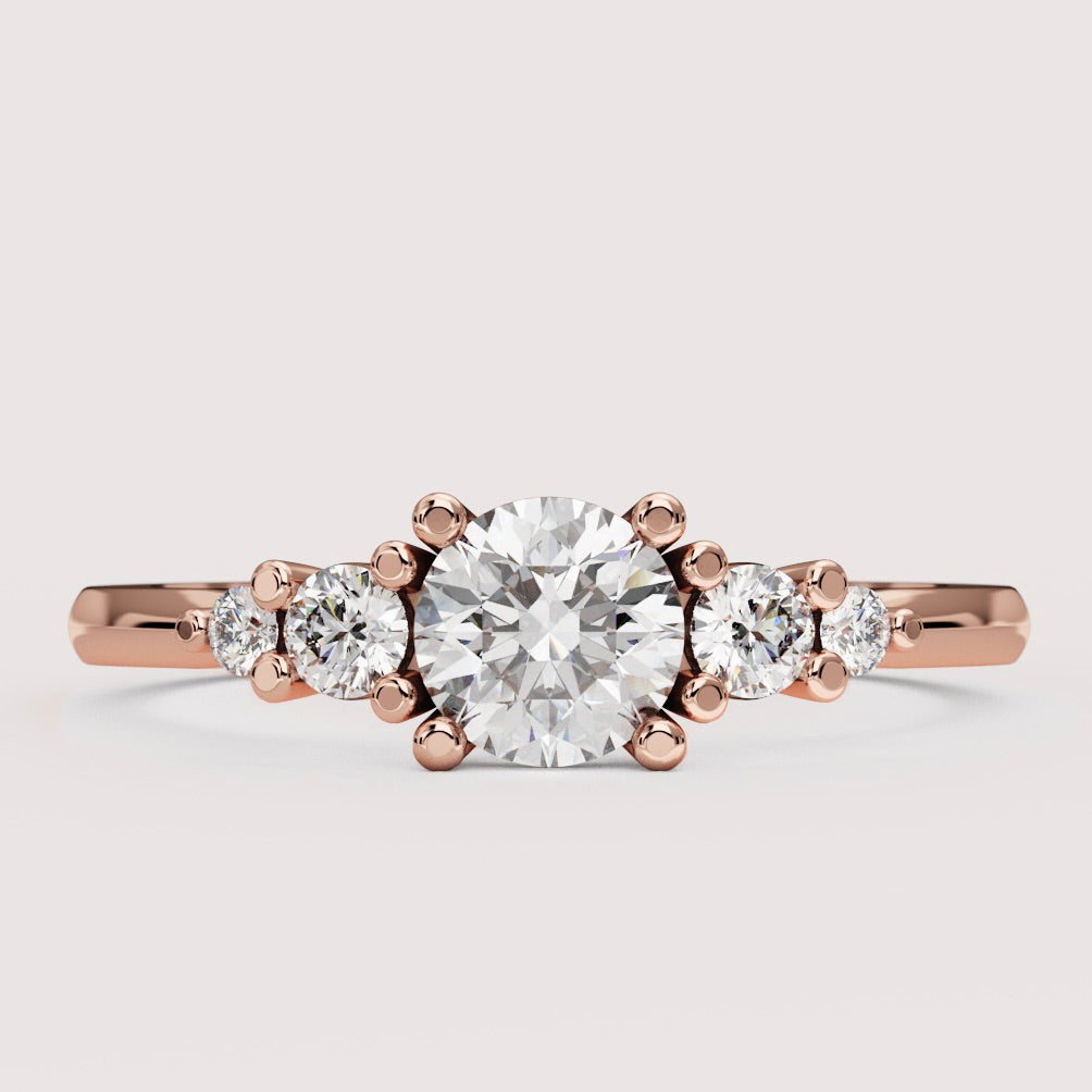 Caitlin - Round Cut 5 Stone Engagement Ring Setting