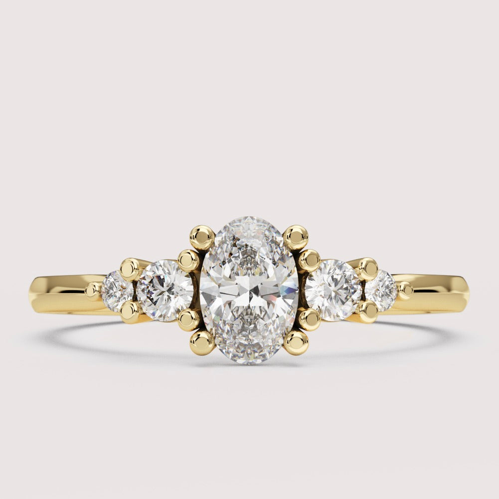 Caitlin - Oval Cut 5 Stone Engagement Ring Setting