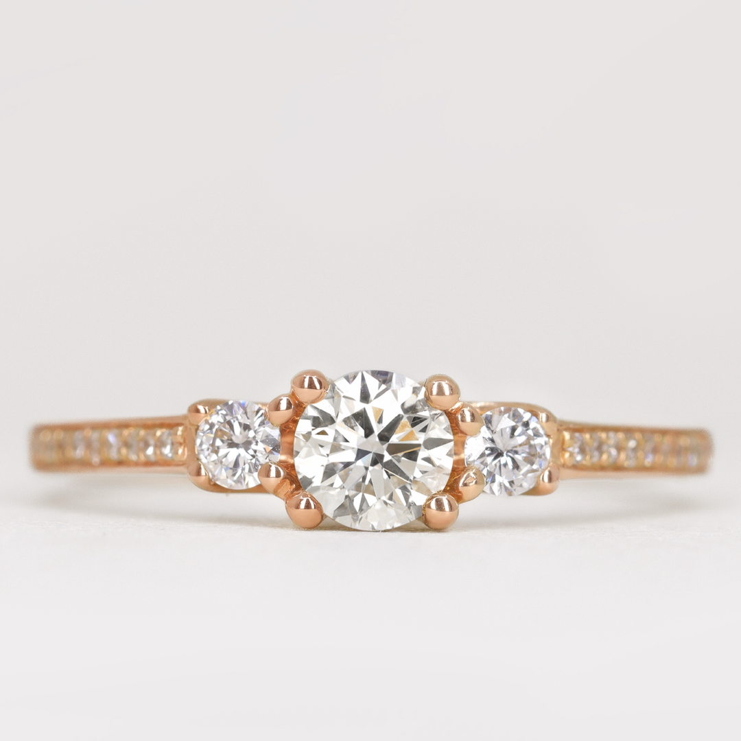 Callie - Round Brilliant Cut Lab Grown Diamond Delicate Trilogy Engagement Ring