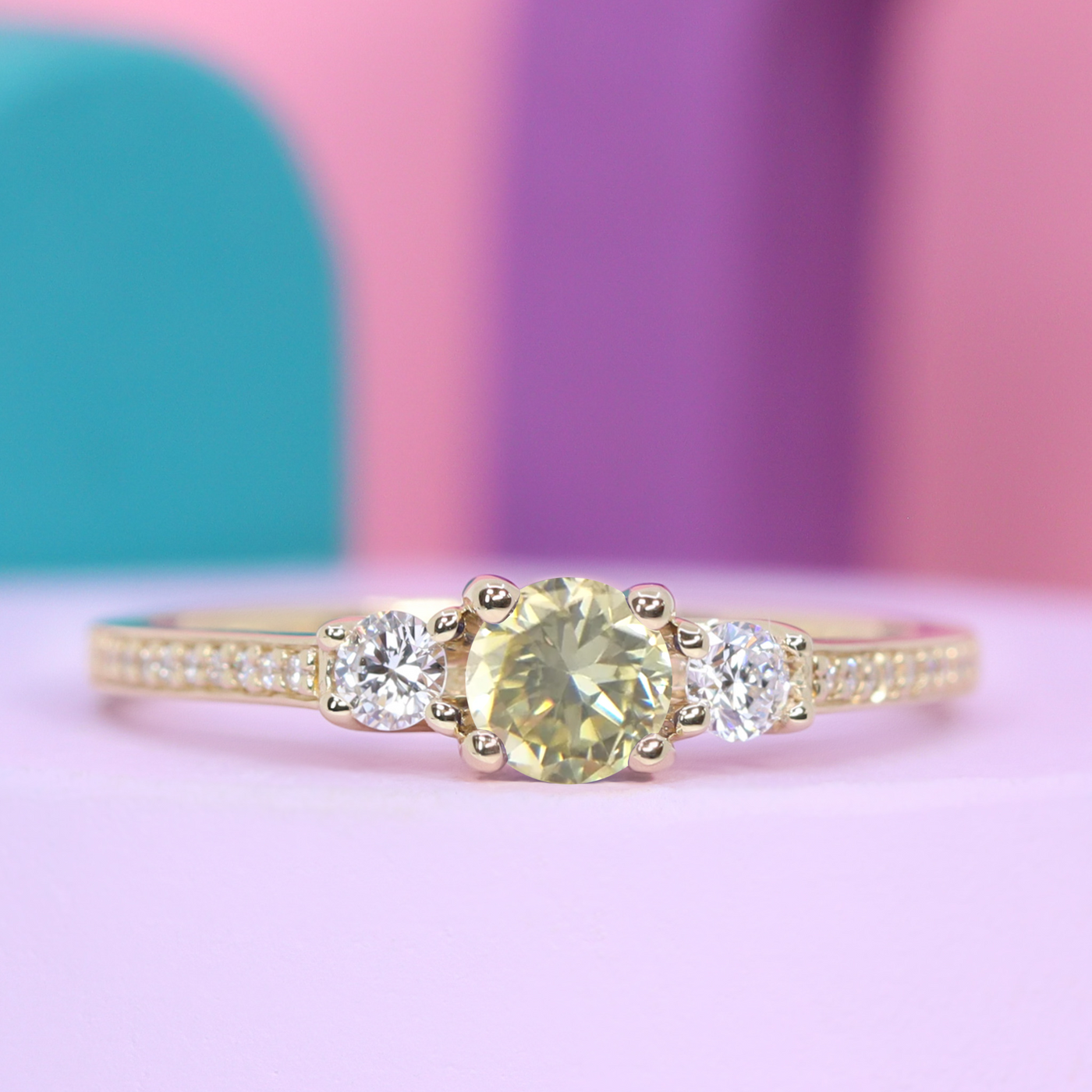 Callie - Yellow Diamond Trilogy Ring - Made-to-Order